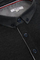 Xact Men's Long-Sleeved Polo T-Shirt, 100% Cotton Pique, Slim Fit, Contrast Button-Down Collar-4