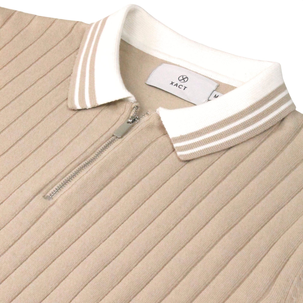Xact Men's Zip Neck Knitted Polo Shirt, 100% Cotton, Short Sleeved, Regular Fit-4