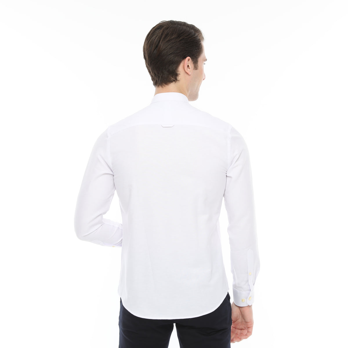 Xact Mens Grandad Collar Nehru Oxford Shirt 'Gustus' Long Sleeved - Slim Fit-4