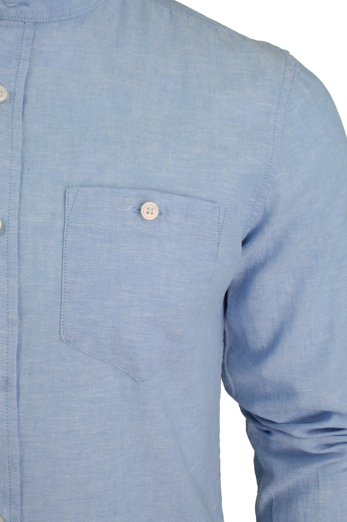 Xact Long Sleeved Linen Grandad Nehru Shirt-2