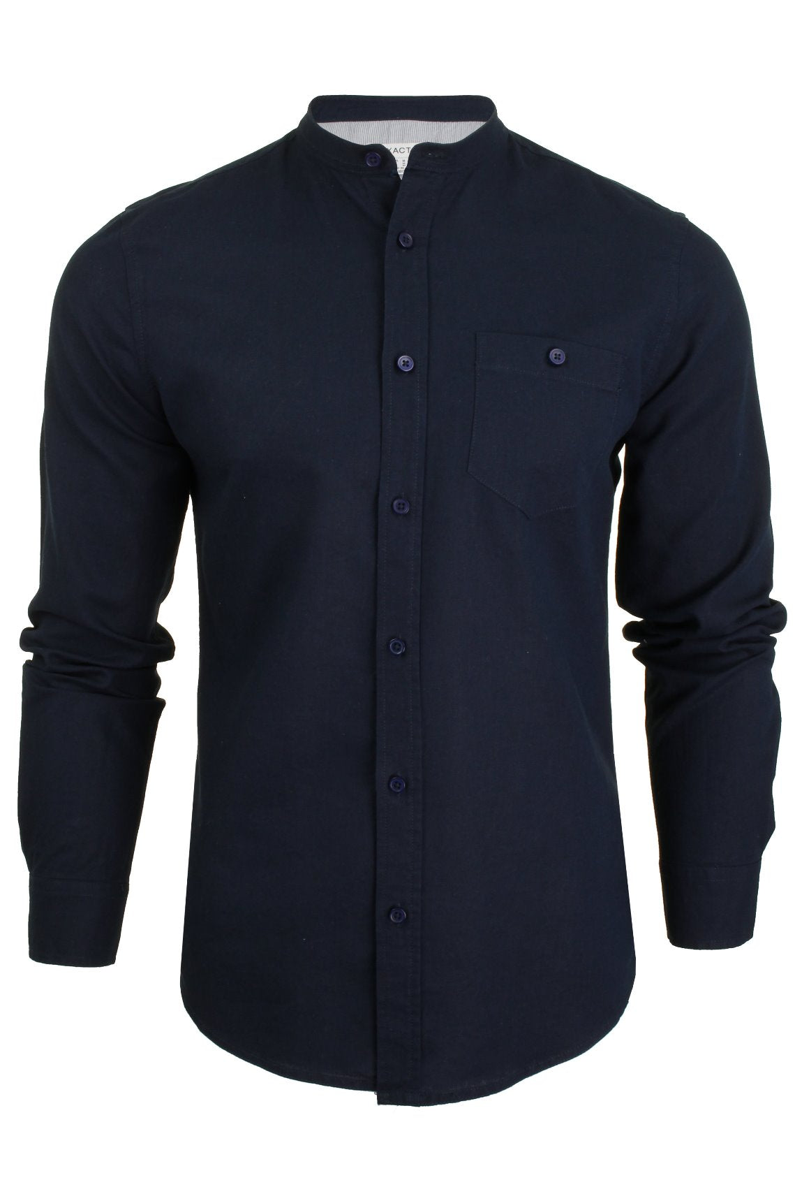 Xact Long Sleeved Linen Grandad Nehru Shirt-Main Image