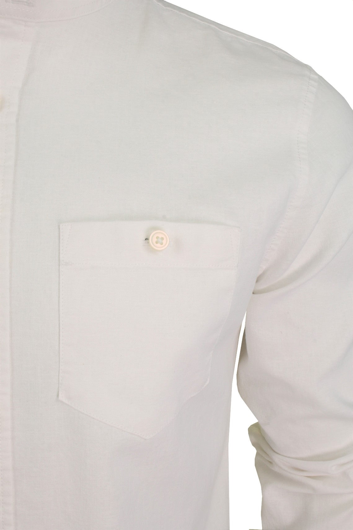 Xact Long Sleeved Linen Grandad Nehru Shirt-2