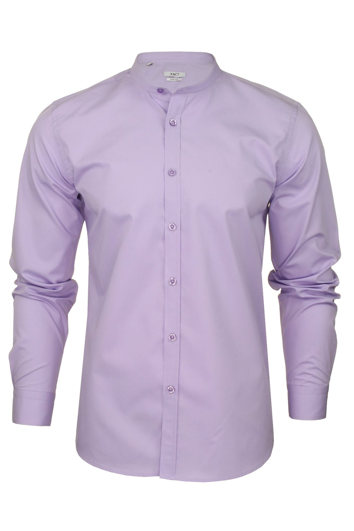 Xact Mens Grandad Nehru Collar Plain Poplin Shirt, Long Sleeved, Slim Fit-Main Image