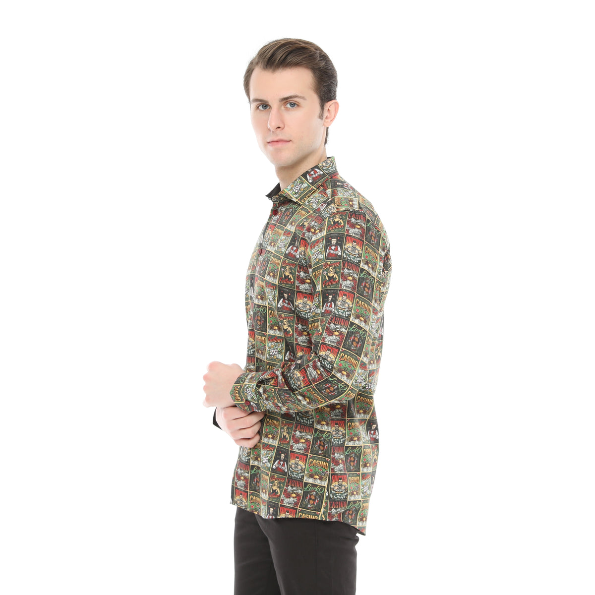 Xact Men's Casino Poster Print Long Sleeved Shirt, Regular Fit-3