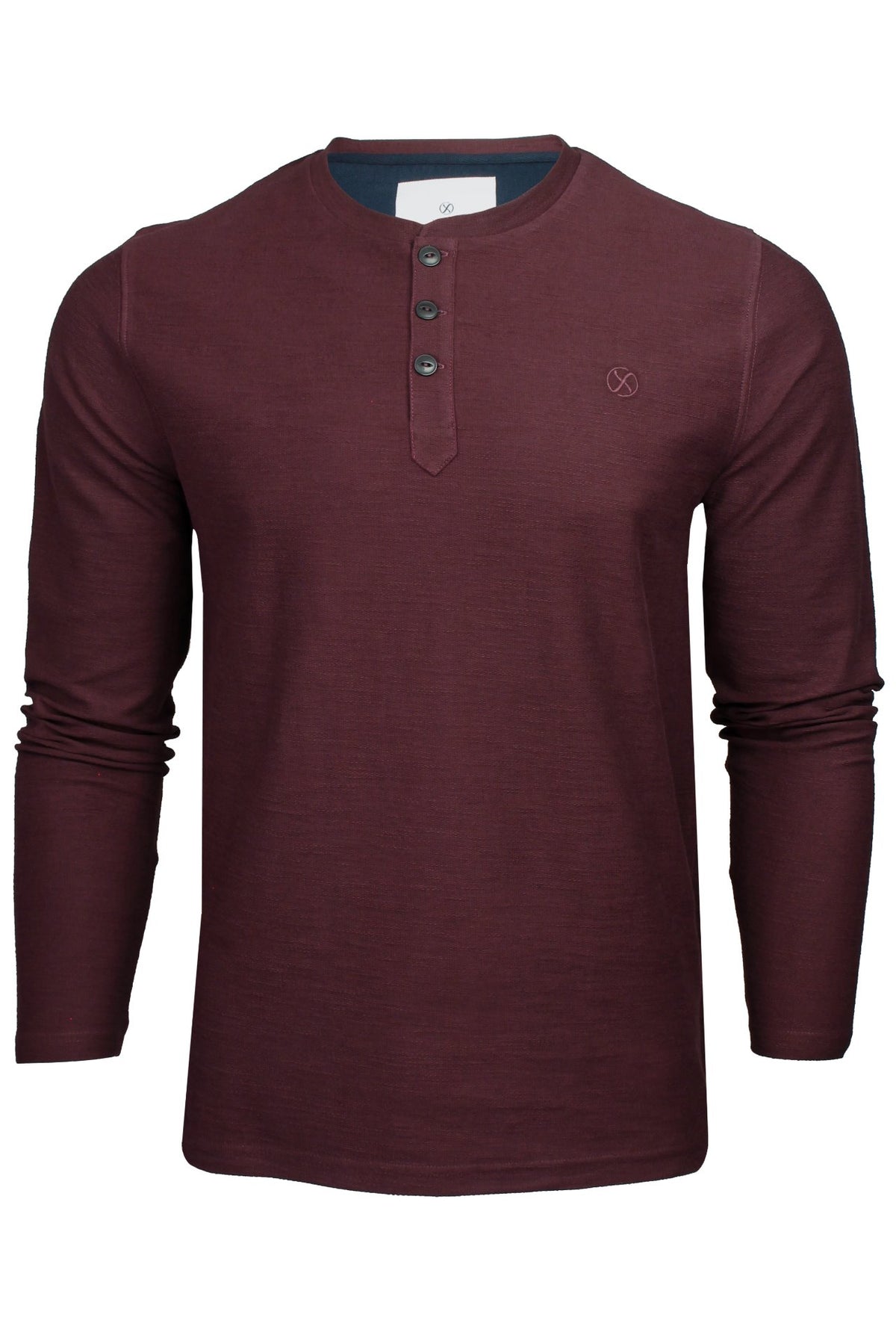 Xact Men's Collarless Grandad Henley T-Shirt, Long Sleeve, 100% Cotton, 200 GSM-Main Image