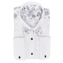 Xact Men's Printed Tuxedo Shirt, Double/French Cuff, Regular Fit, Bow Tie & Cuff Links Included