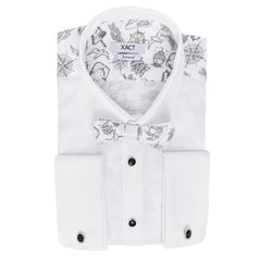 Xact Men's Printed Tuxedo Shirt, Double/French Cuff, Regular Fit, Bow Tie & Cuff Links Included