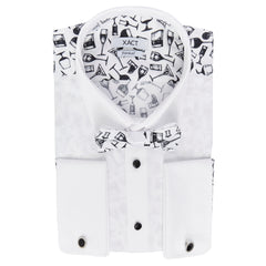 Xact Men's Printed Tuxedo Shirt, Double/French Cuff, Regular Fit, Bow Tie & Cuff Links Included