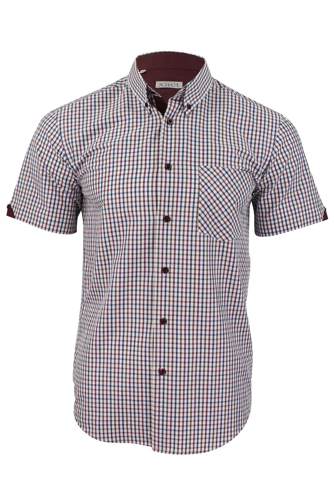 Xact Mens Check Shirt Short Sleeves-Main Image
