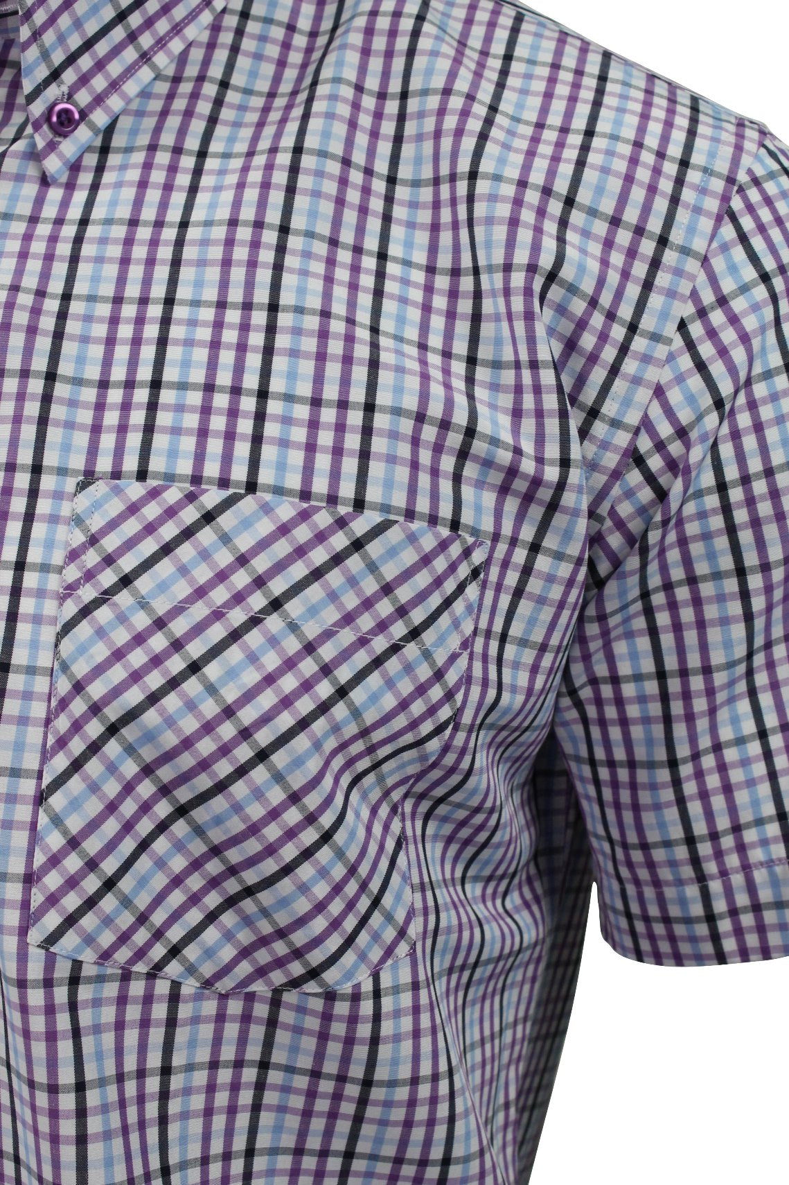 Xact Mens Check Shirt Short Sleeves-2