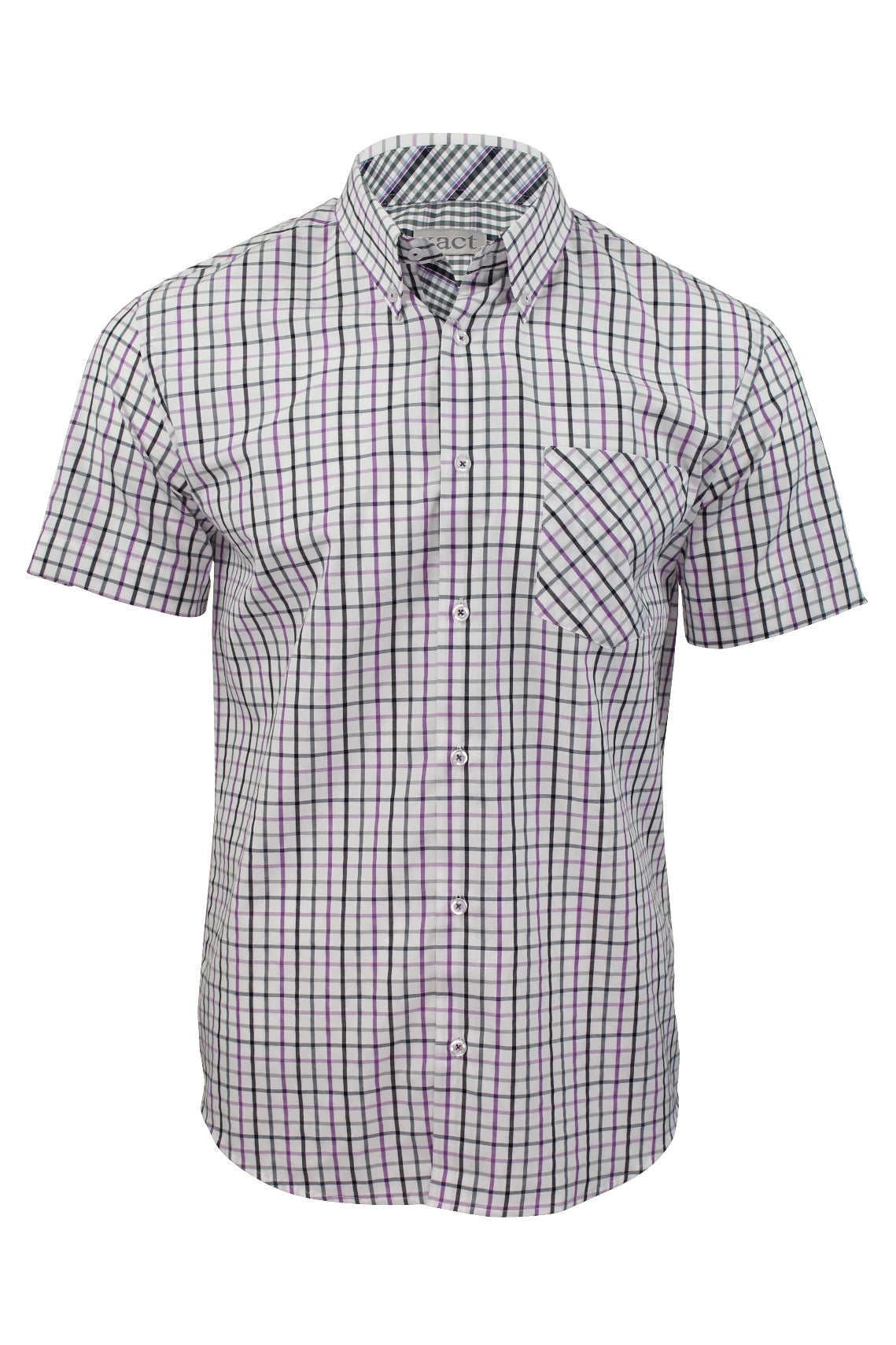 Xact Mens Check Shirt Short Sleeves-Main Image
