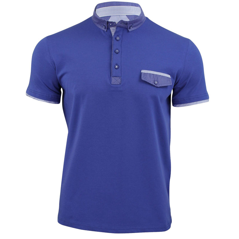 Mens Polo Shirt Xact Clothing Cotton Rich Polka Dot Collar & Trims Stretch Lycra-2