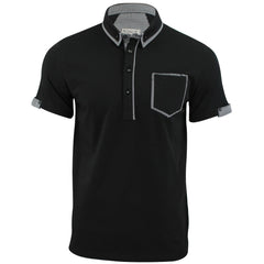 Mens Polo Shirt Xact Clothing Cotton Rich Gingham Collar & Trims Stretch Lycra-2
