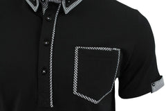 Mens Polo Shirt Xact Clothing Cotton Rich Gingham Collar & Trims Stretch Lycra-3