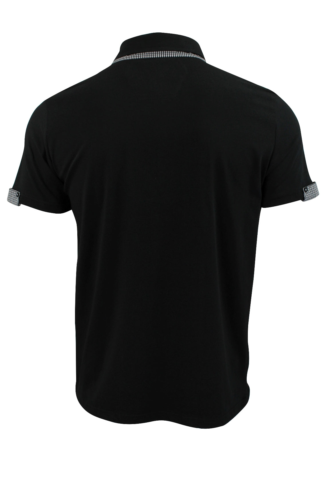 Mens Polo Shirt Xact Clothing Cotton Rich Gingham Collar & Trims Stretch Lycra-4