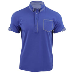 Mens Polo Shirt Xact Clothing Cotton Rich Gingham Collar & Trims Stretch Lycra-Main Image
