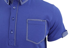 Mens Polo Shirt Xact Clothing Cotton Rich Gingham Collar & Trims Stretch Lycra-2