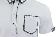 Mens Polo Shirt Xact Clothing Cotton Rich Gingham Collar & Trims Stretch Lycra-2