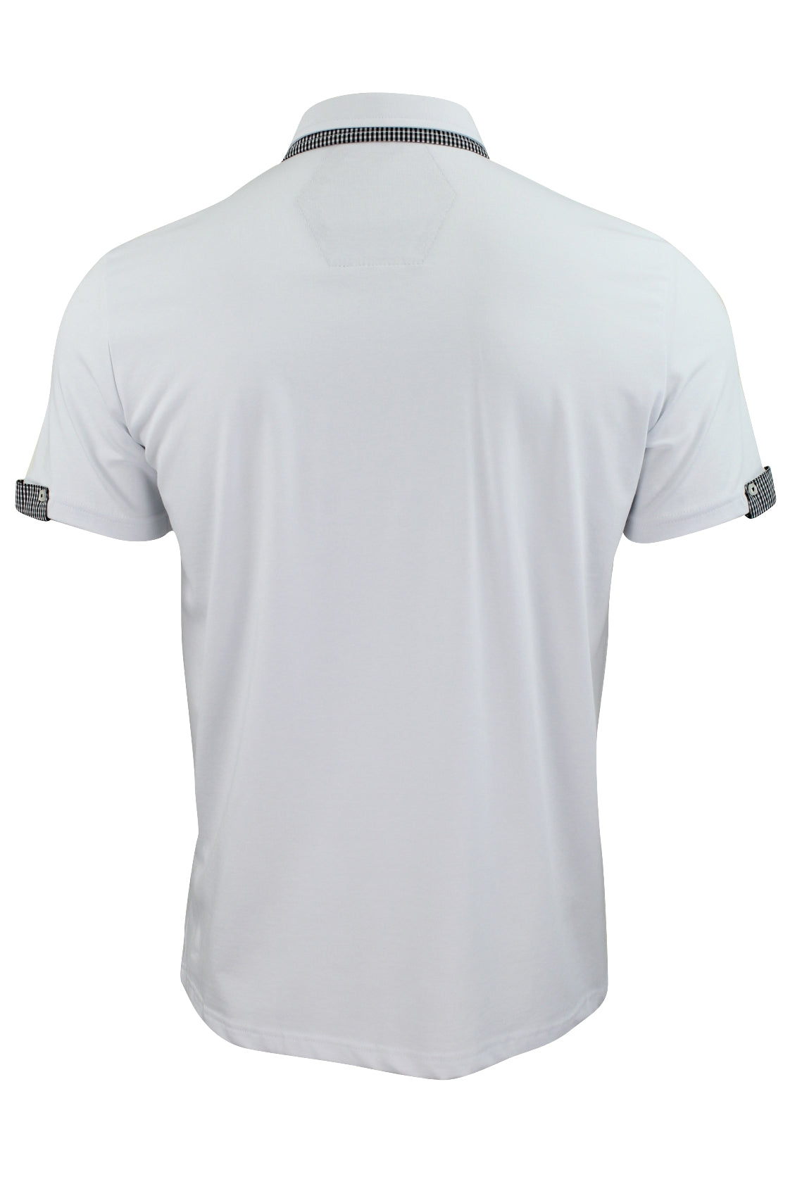 Mens Polo Shirt Xact Clothing Cotton Rich Gingham Collar & Trims Stretch Lycra-3