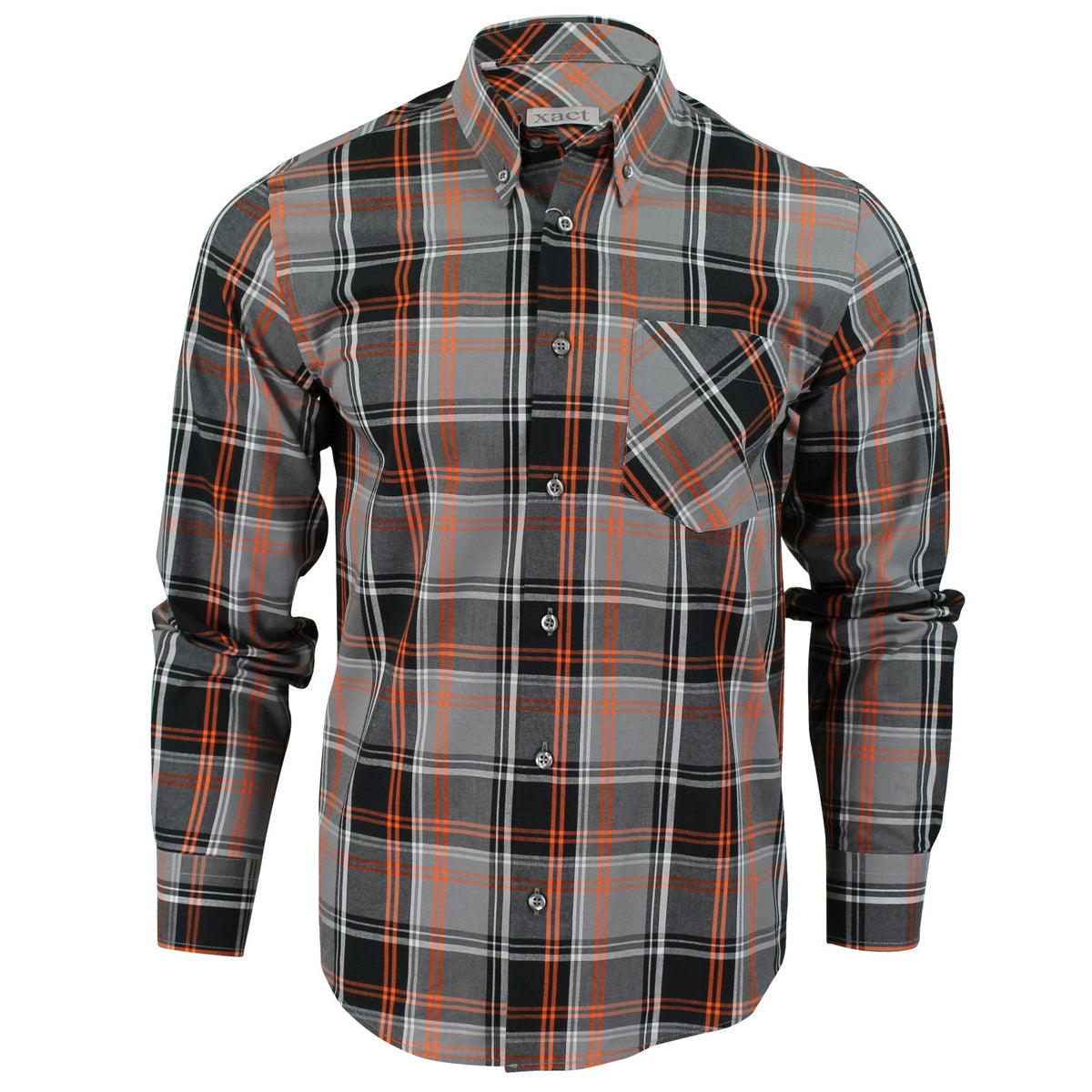 Mens Check Shirt by  Xact - Fashion  Long Sleeve Button Down-2