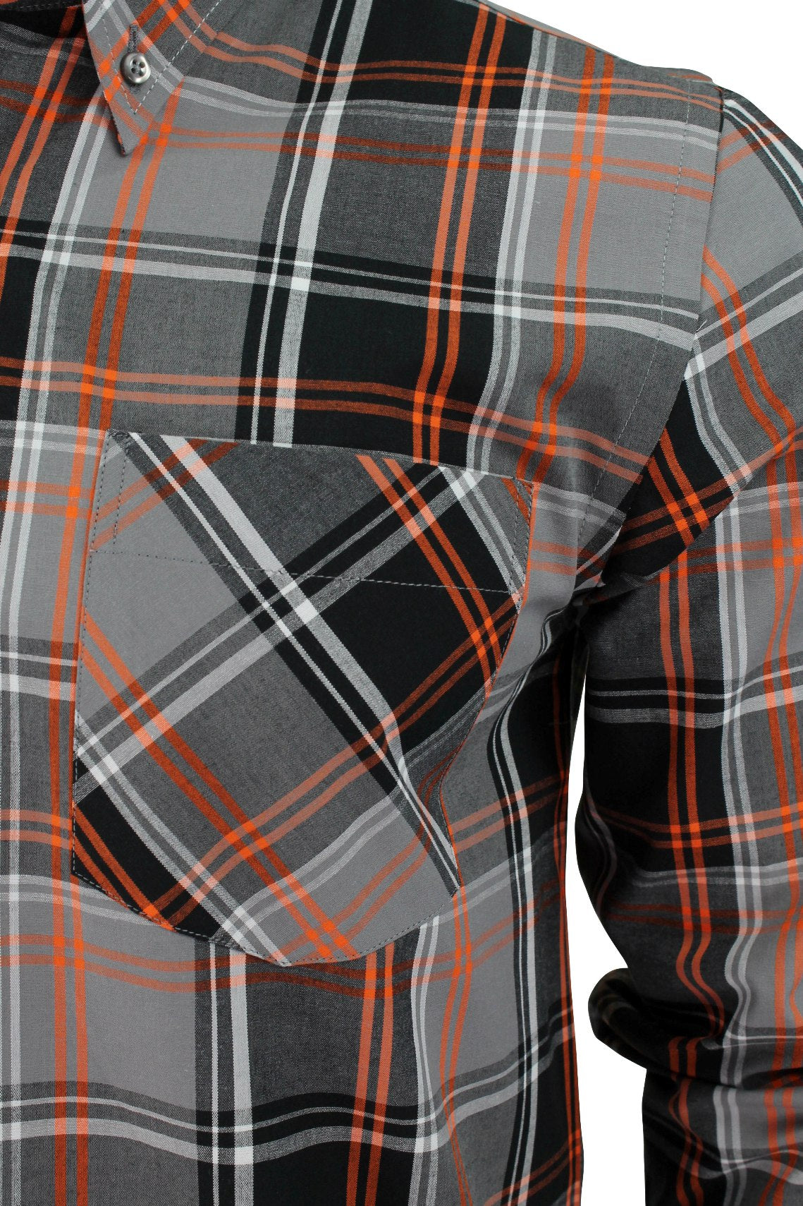Mens Check Shirt by  Xact - Fashion  Long Sleeve Button Down-2