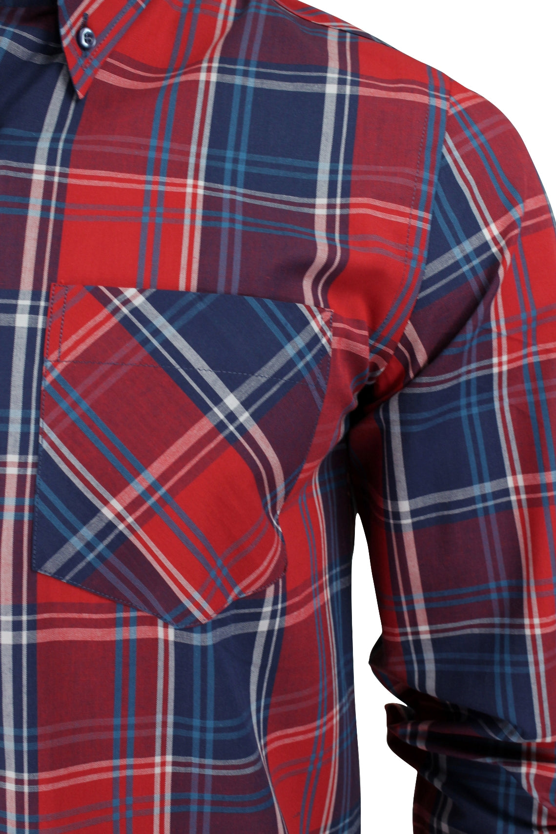 Mens Check Shirt by  Xact - Fashion  Long Sleeve Button Down-2