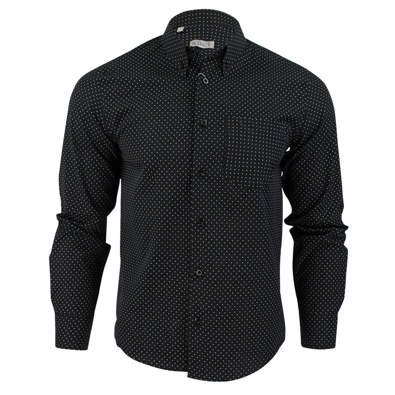Mens Shirt Polka Dot by Xact - Long Sleeve Button Down Mod / Retro-2