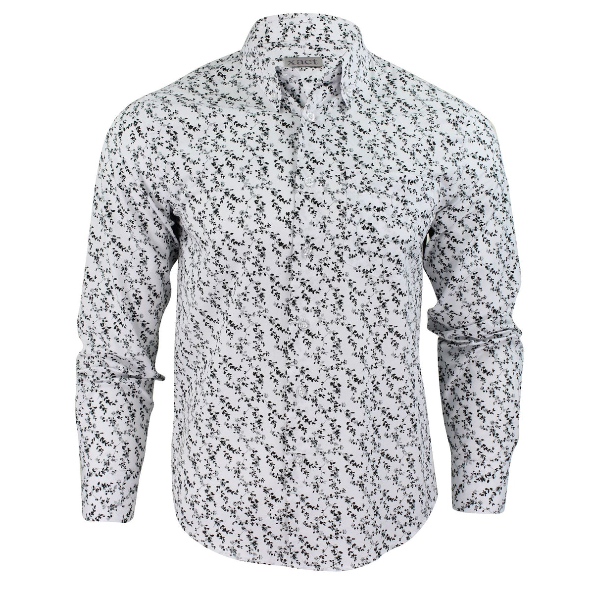 Mens Shirt Floral  by Xact - Fashion  Long Sleeve Button Down Mod / Retro-Main Image