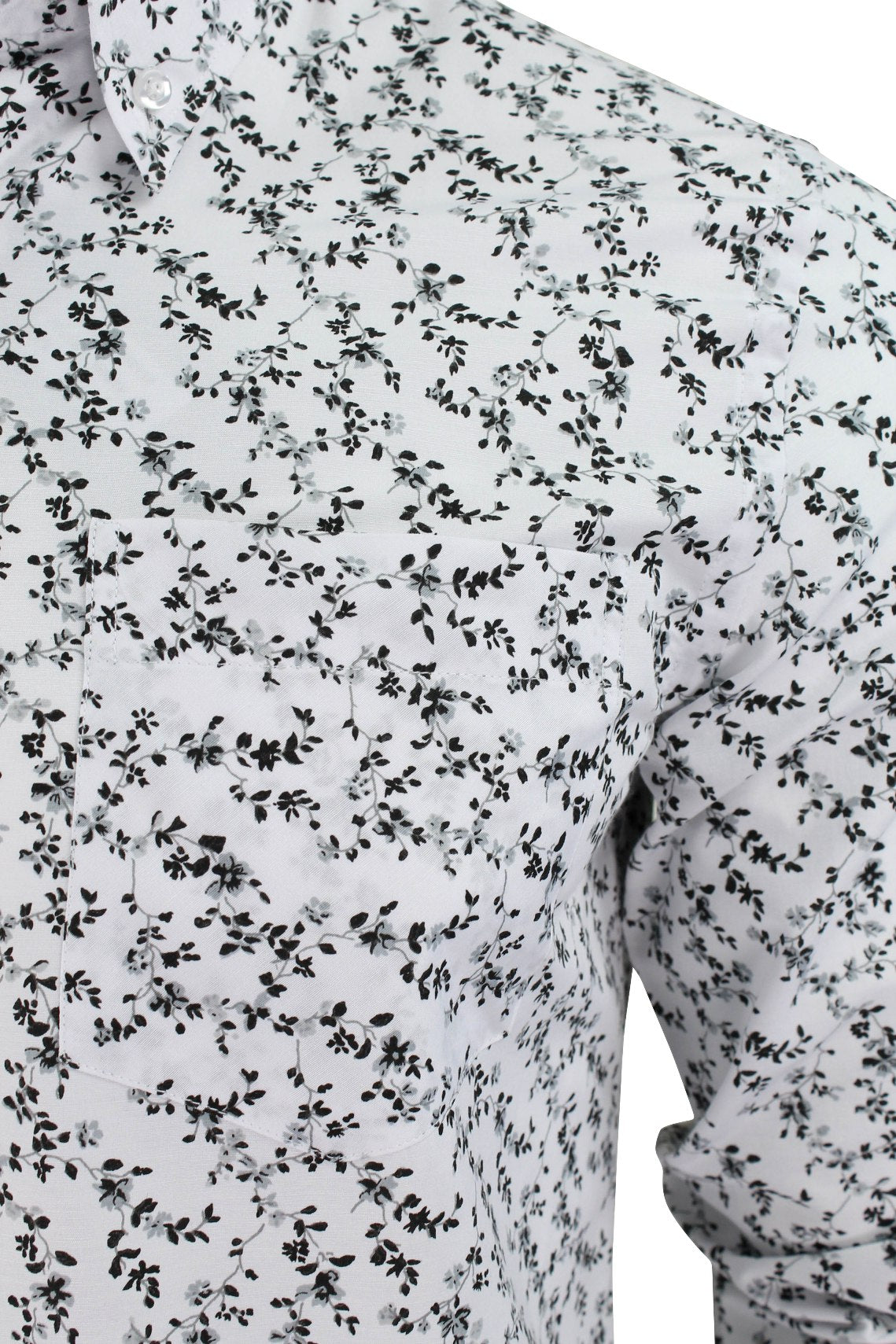 Mens Shirt Floral  by Xact - Fashion  Long Sleeve Button Down Mod / Retro-2