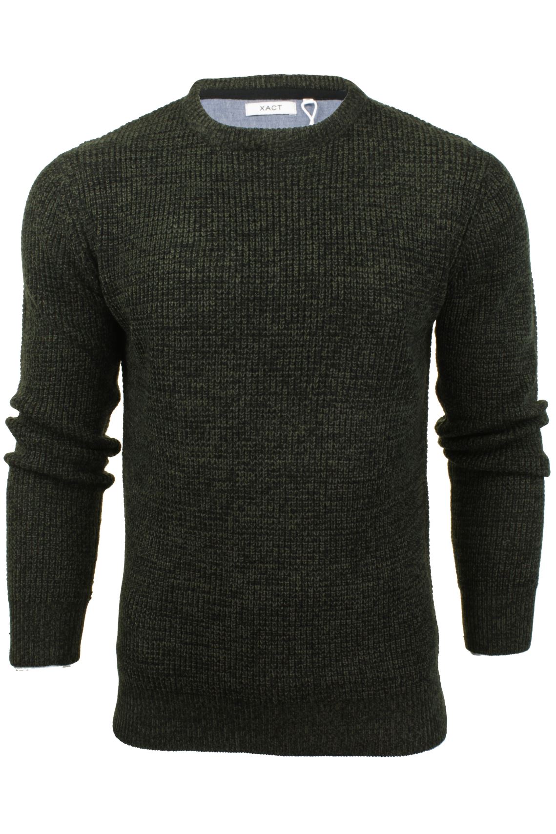 Xact Men's Twist Waffle Knit Crew Neck Jumper, Cotton Rich, Eco-Friendly Fabric-Main Image