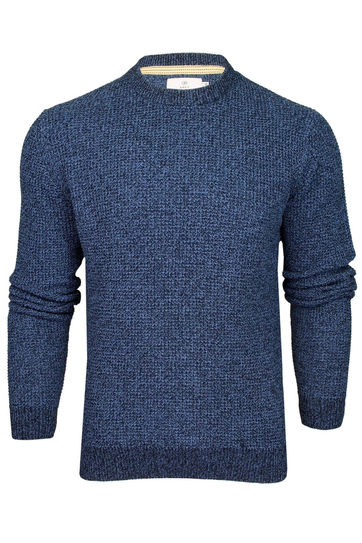 Xact Men's Twist Waffle Knit Crew Neck Jumper, Cotton Rich, Eco-Friendly Fabric-Main Image
