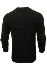 Xact Men's Chunky Fisherman Knit Jumper, Crew Neck, Raglan Sleeve