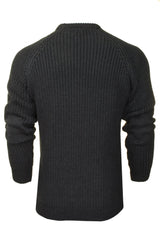 Xact Men's Chunky Fisherman Knit Jumper, Crew Neck, Raglan Sleeve-3