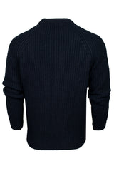 Xact Men's Chunky Fisherman Knit Jumper, Crew Neck, Raglan Sleeve-3