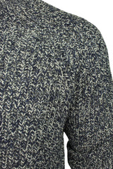 Xact Mens Jumper Fashion Chunky Fisherman Fleck Knit, Crew Neck, Raglan Sleeve-2