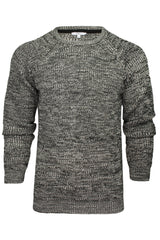 Xact Mens Jumper Fashion Chunky Fisherman Fleck Knit, Crew Neck, Raglan Sleeve-Main Image