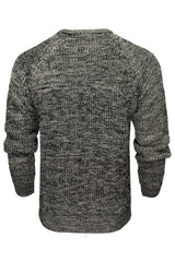 Xact Mens Jumper Fashion Chunky Fisherman Fleck Knit, Crew Neck, Raglan Sleeve-3