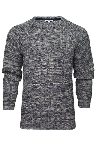 Xact Mens Jumper Fashion Chunky Fisherman Fleck Knit, Crew Neck, Raglan Sleeve-Main Image