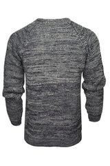 Xact Mens Jumper Fashion Chunky Fisherman Fleck Knit, Crew Neck, Raglan Sleeve-3