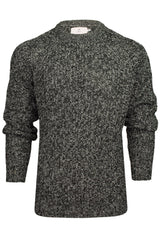 Xact Mens Jumper Fashion Chunky Fisherman Fleck Knit, Crew Neck, Raglan Sleeve-Main Image