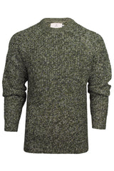 Xact Mens Jumper Fashion Chunky Fisherman Fleck Knit, Crew Neck, Raglan Sleeve-Main Image