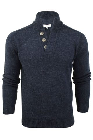 Xact Mens 3 Button Wool Blend Jumper-Main Image