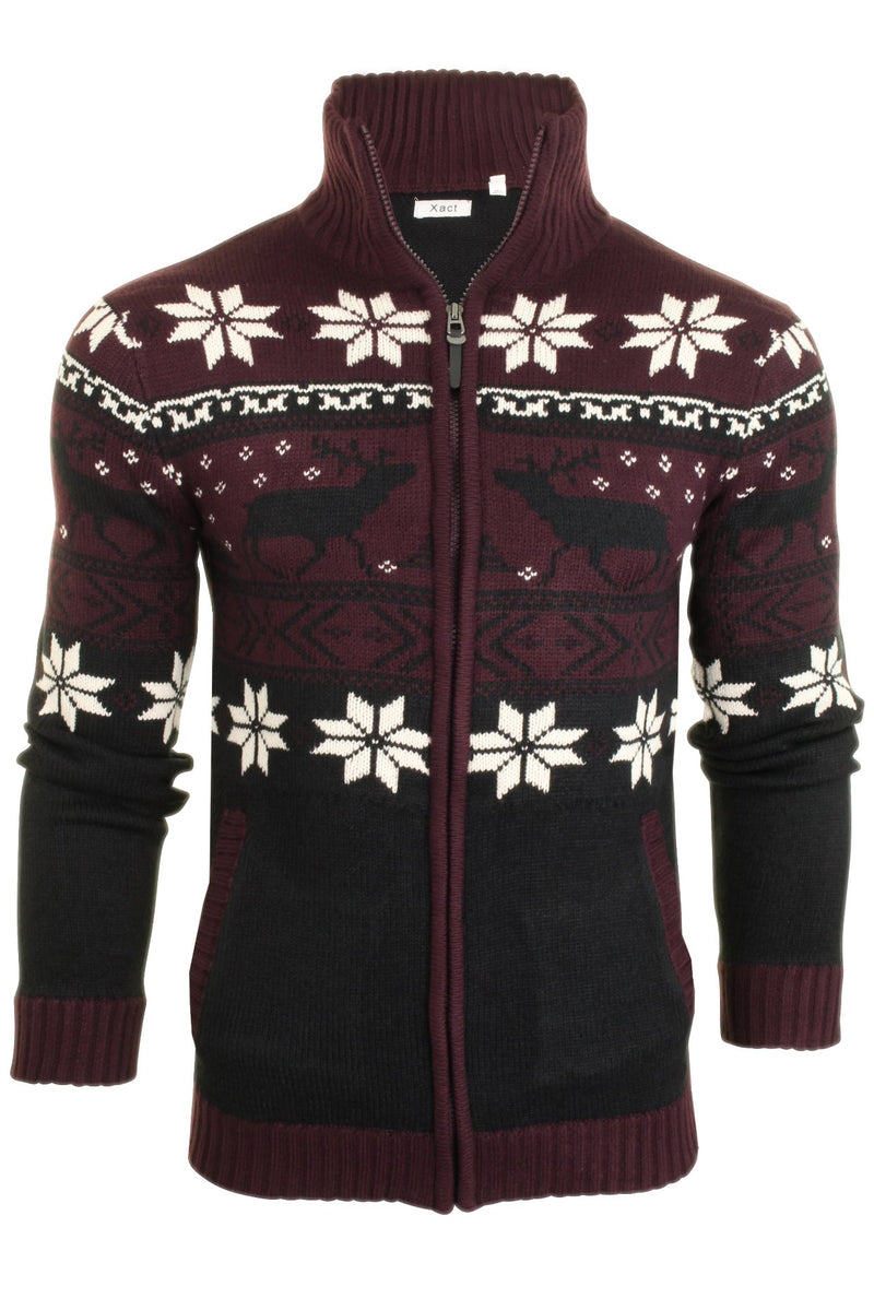 Xact Mens Xmas  Christmas snow flake Jumper/ Cardigan-2