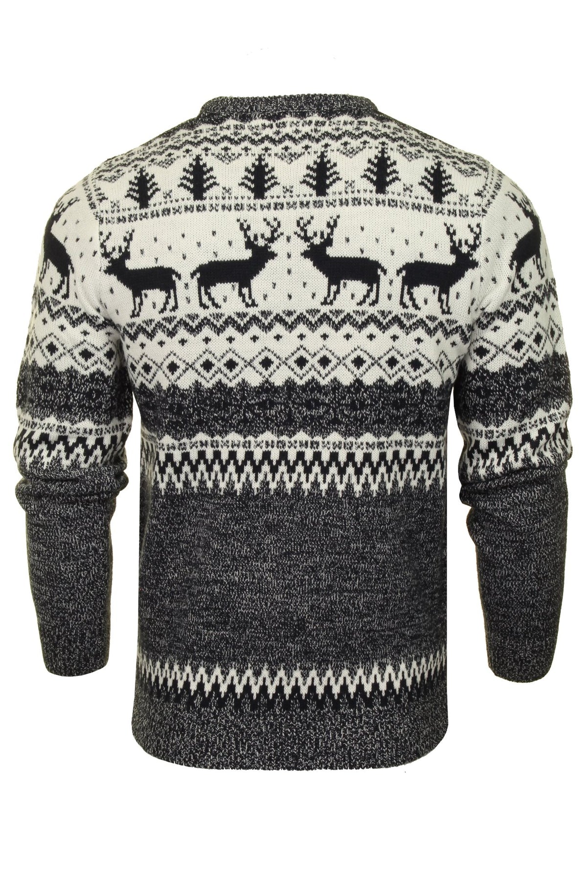 Mens Xact Christmas/ Xmas Jumper 'Reindeer Fairisle Crew'-3