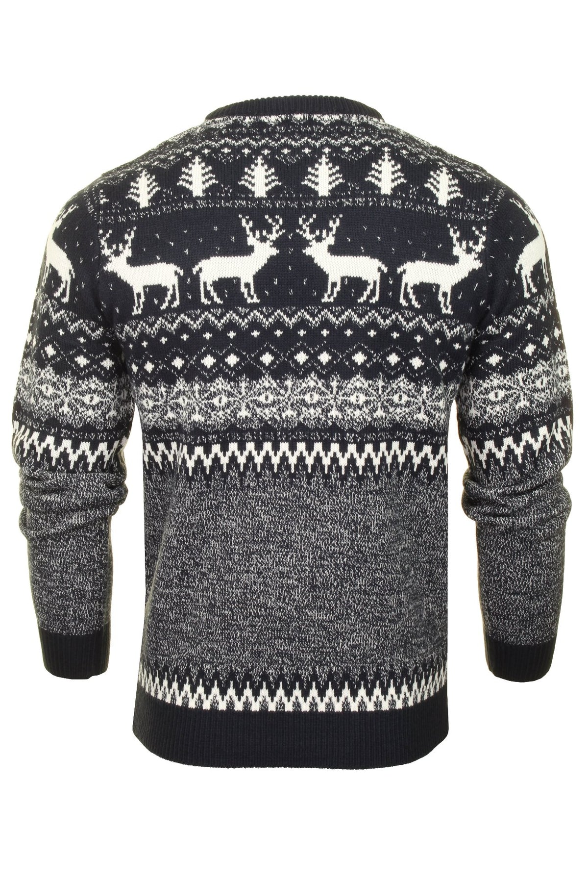 Mens Xact Christmas/ Xmas Jumper 'Reindeer Fairisle Crew'-3