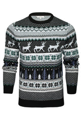 Xact Christmas/ Xmas Jumper 'Lapland' with Tree & Reindeer Fairisle Pattern-Main Image