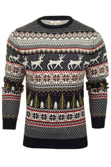 Xact Christmas/ Xmas Jumper 'Lapland' with Tree & Reindeer Fairisle Pattern-Main Image