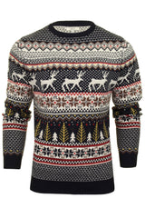 Xact Christmas/ Xmas Jumper 'Lapland' with Tree & Reindeer Fairisle Pattern-2