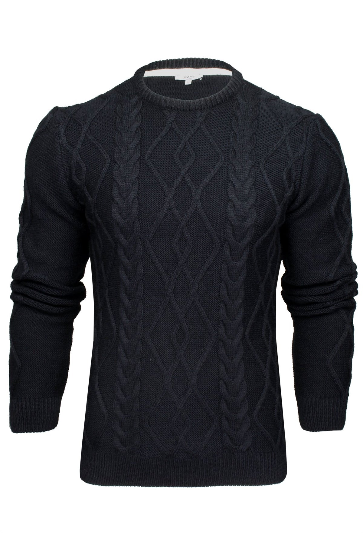 Xact Mens Cable Knit Crew Neck Jumper-Main Image