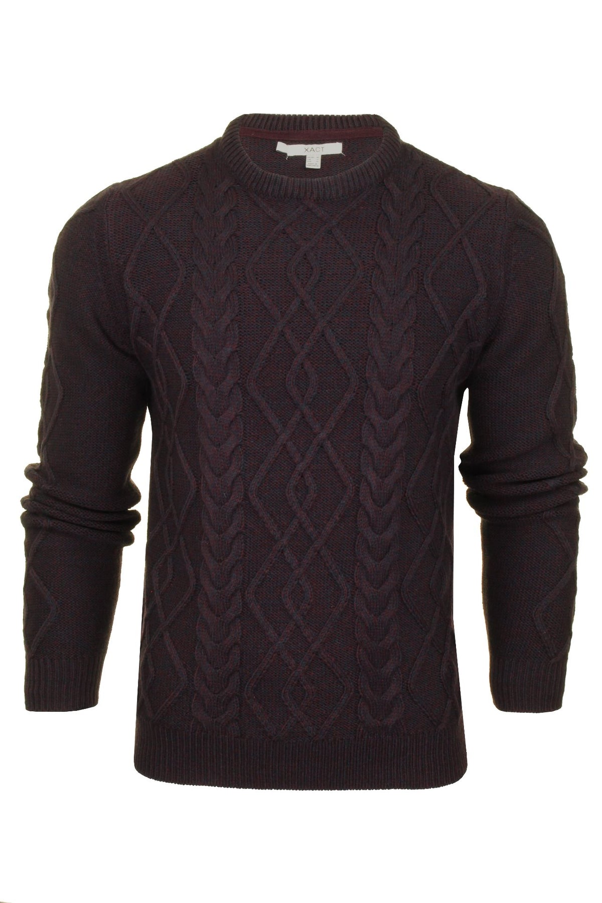 Xact Mens Cable Knit Crew Neck Jumper-Main Image